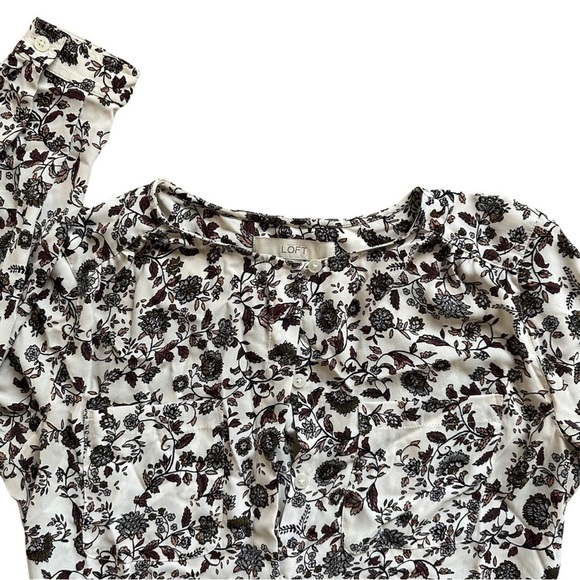 Ann Taylor LOFT Autumn Floral Button Down Shirt NWOT - Picture 13 of 17